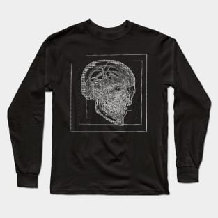 Outline † Glitch Skull † Graphic Design Long Sleeve T-Shirt